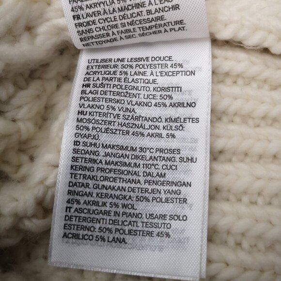 H&M Ladies Size Large Cream Cable Stitch Mock Neck Balloon Sleeve Sweater - Picture 7 of 11